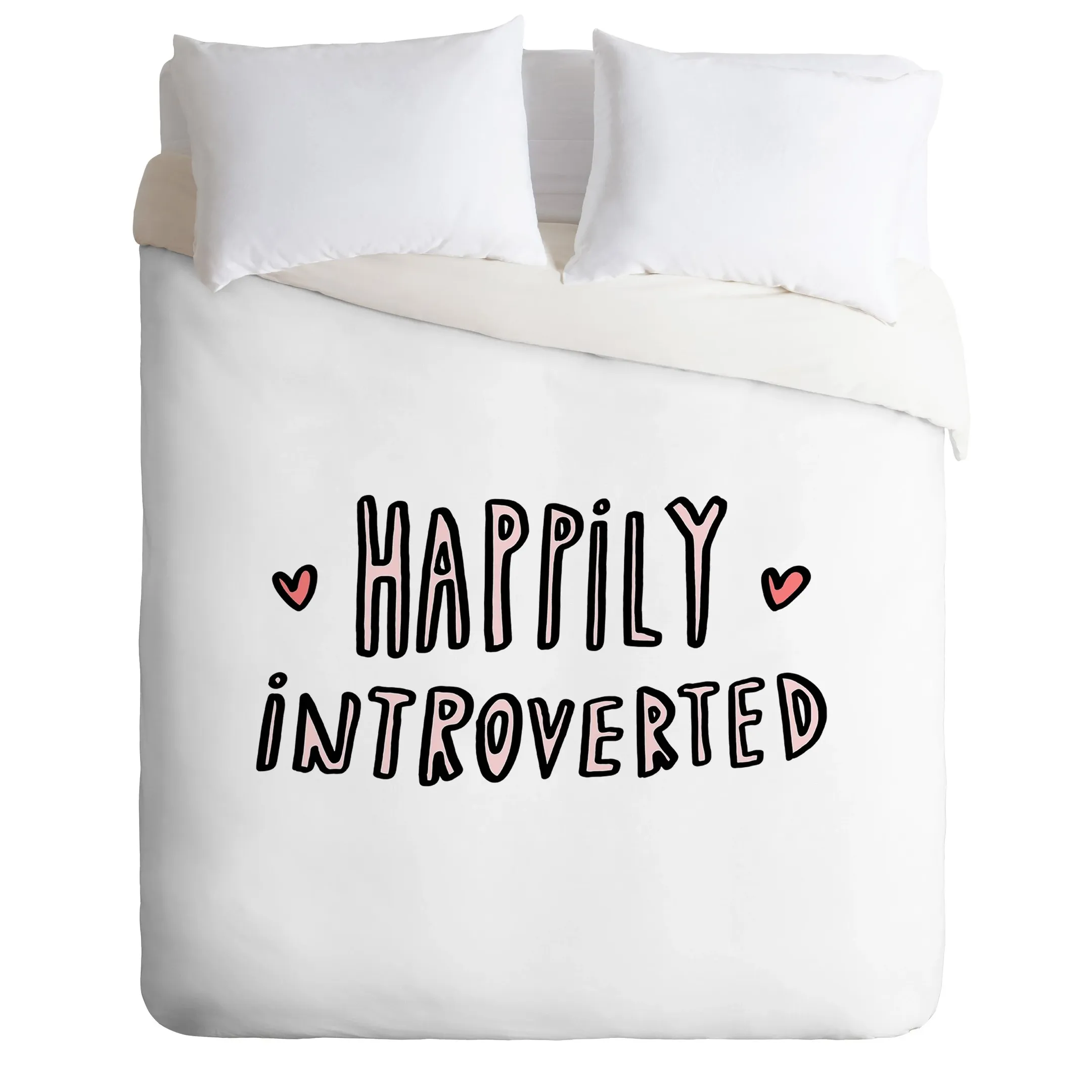 Happily Introverted Text Duvet Cover Bedding Set Bedroom Decor