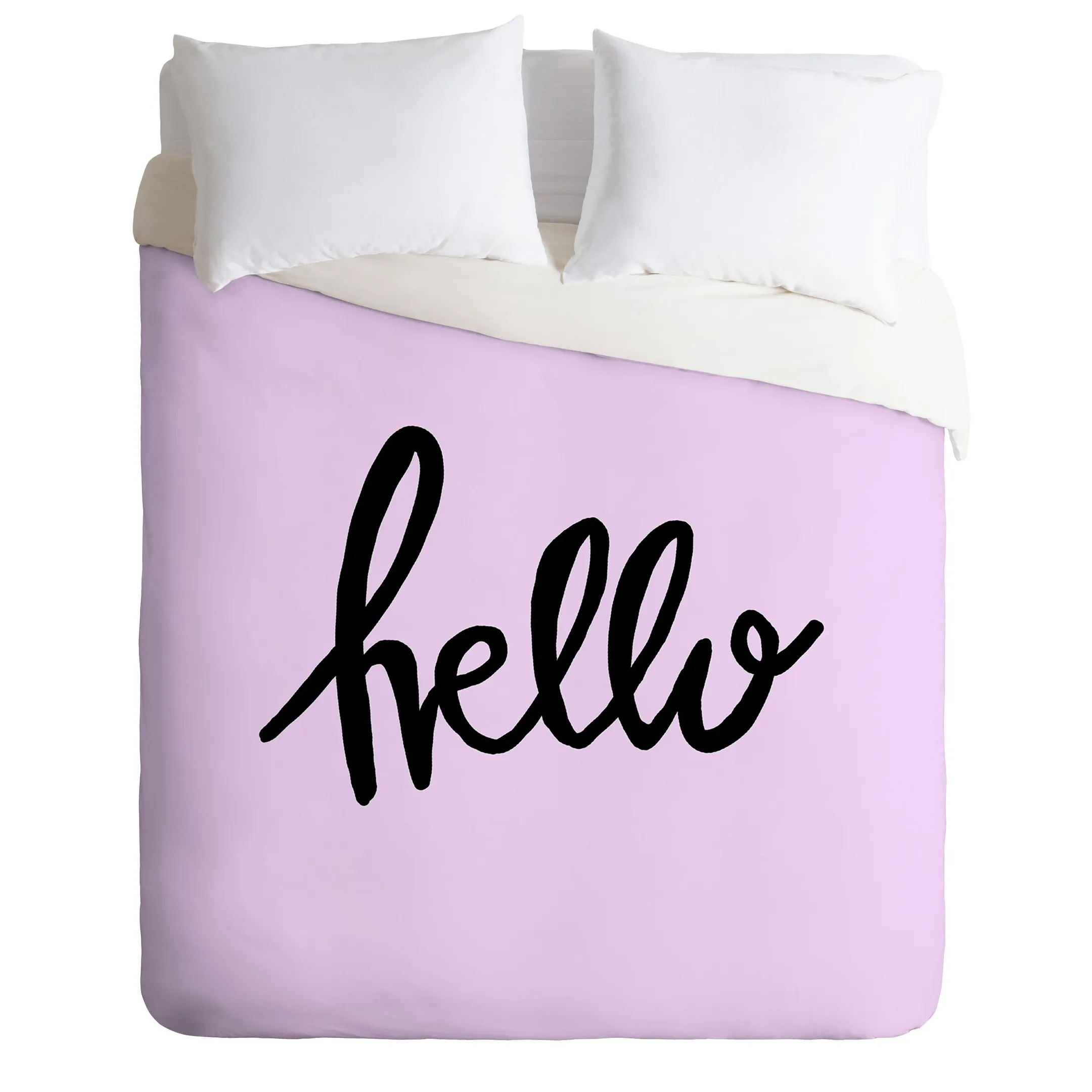 Hello Letters Purple Duvet Cover Bedding Set Bedroom Decor