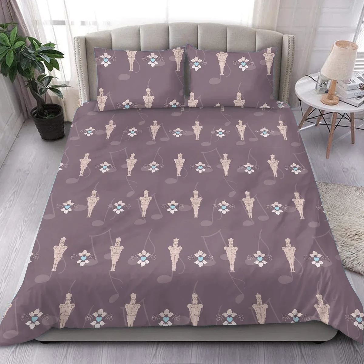 Hello Winter Season Nutcracker Items Pattern Christmas Duvet Cover Bedding Set Bedroom Decor