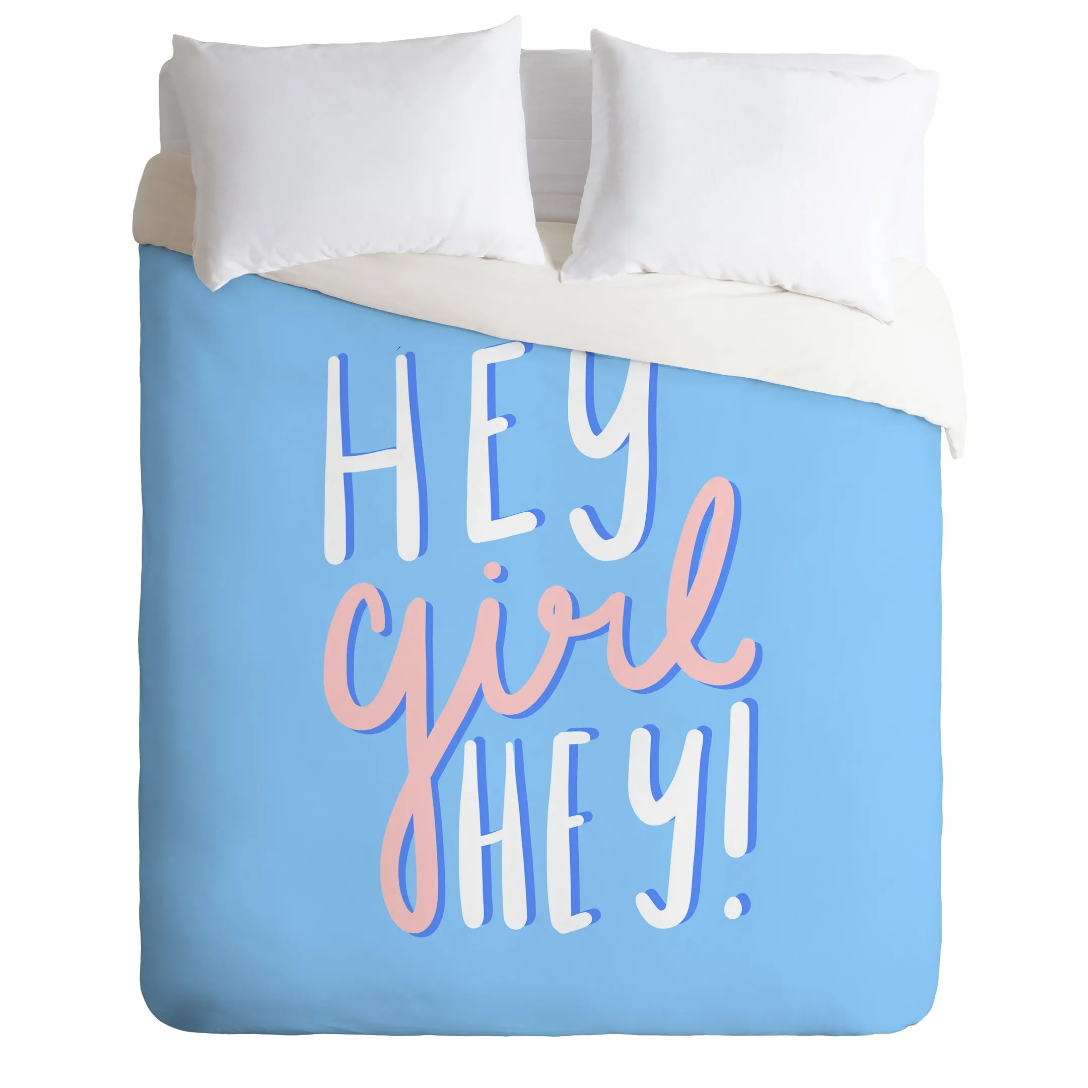 Hey Girl Quote Blue Duvet Cover Bedding Set Bedroom Decor