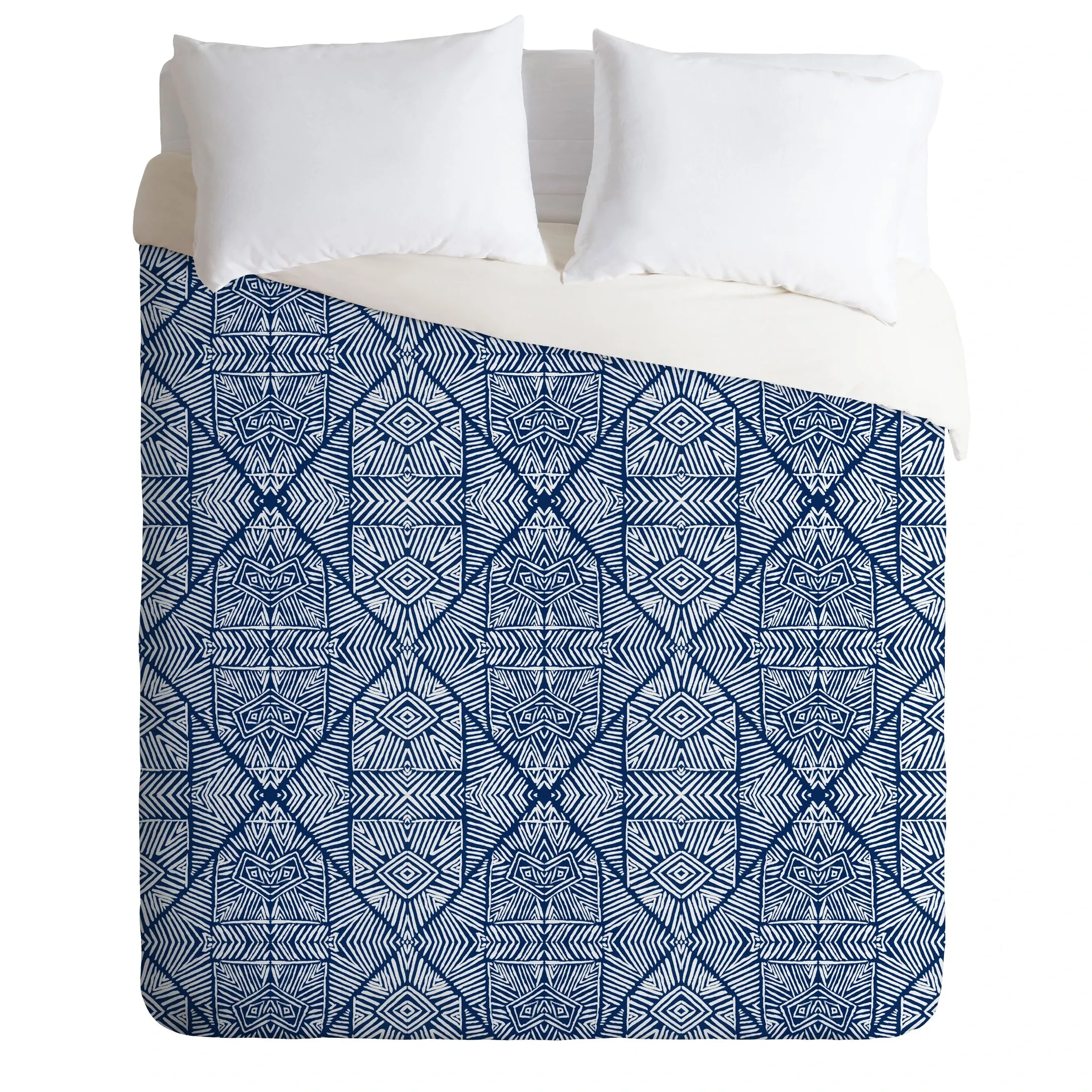 Indigo Of Geometric Shapes Of Watercolor Duvet Cover Bedding Set Bedroom Decor