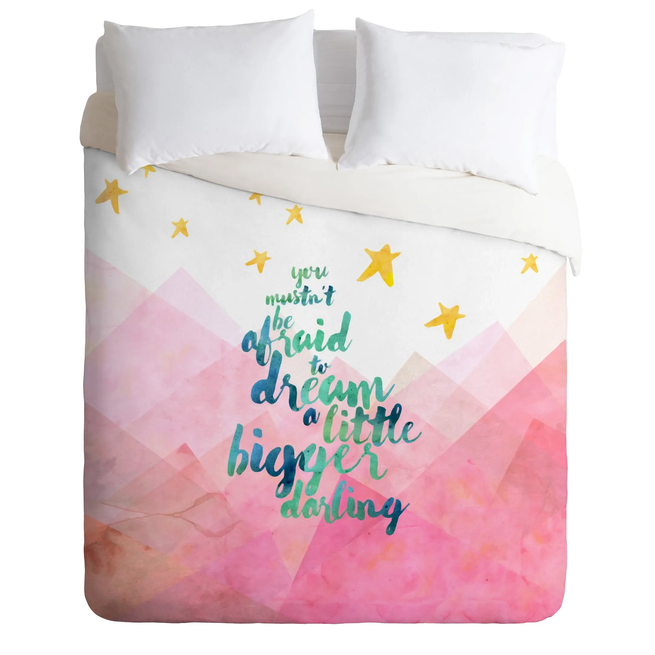Inspire Pink Quote Duvet Cover Bedding Set Bedroom Decor