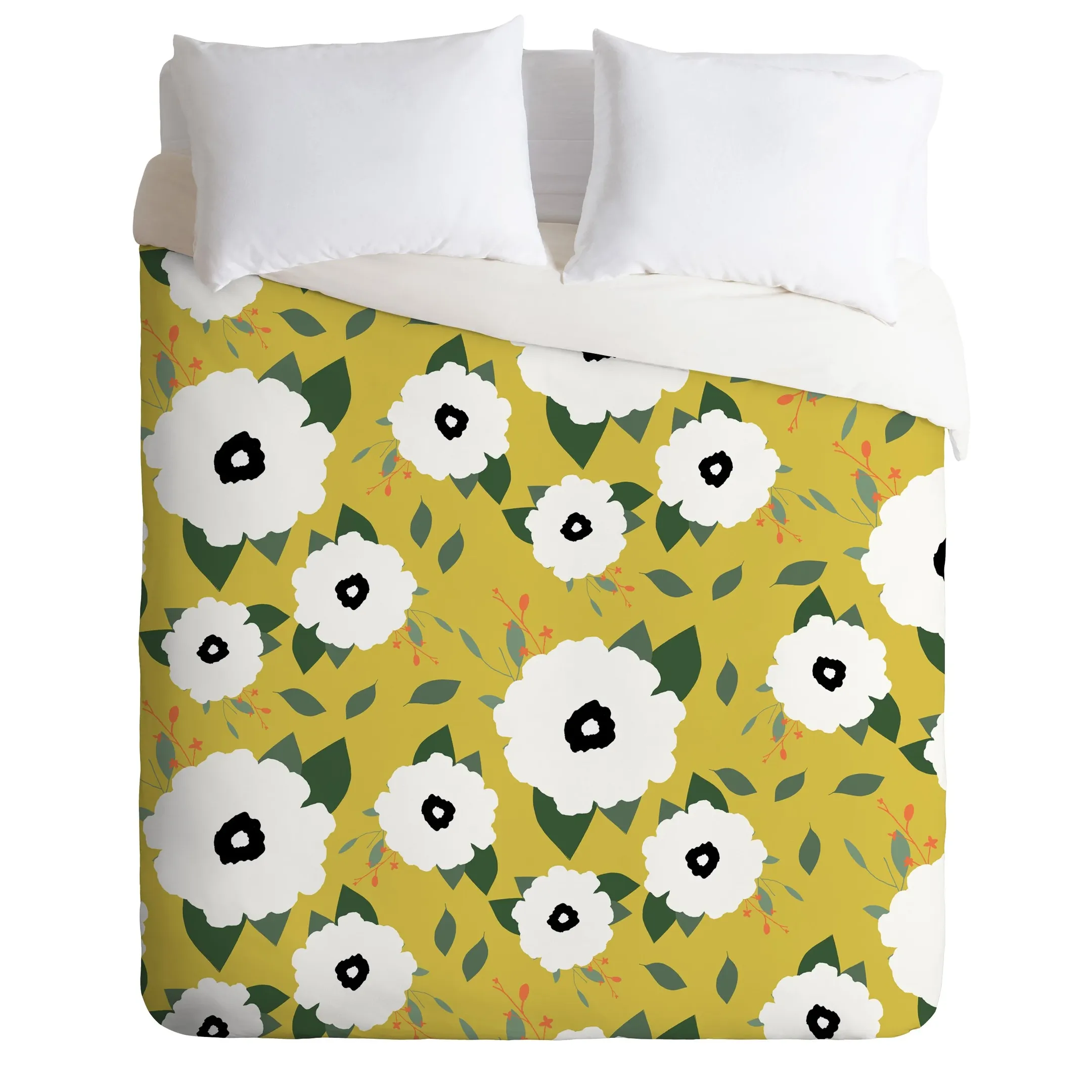 Lively Garden Floral Yellow Background Duvet Cover Bedding Set Bedroom Decor