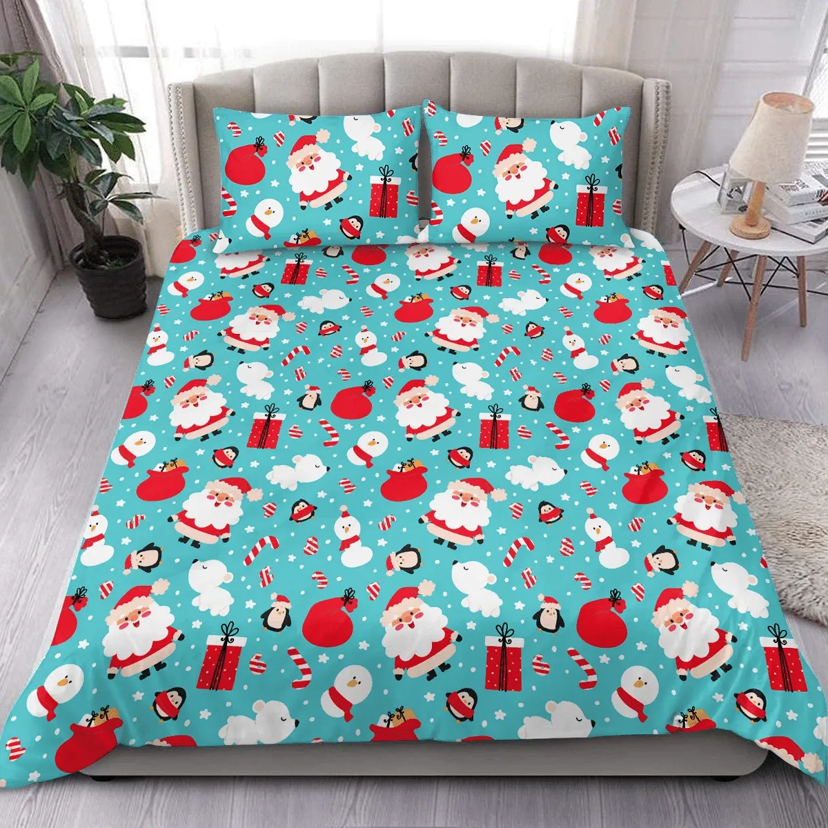 Lovely Santa Christmas Duvet Cover Bedding Set Bedroom Decor
