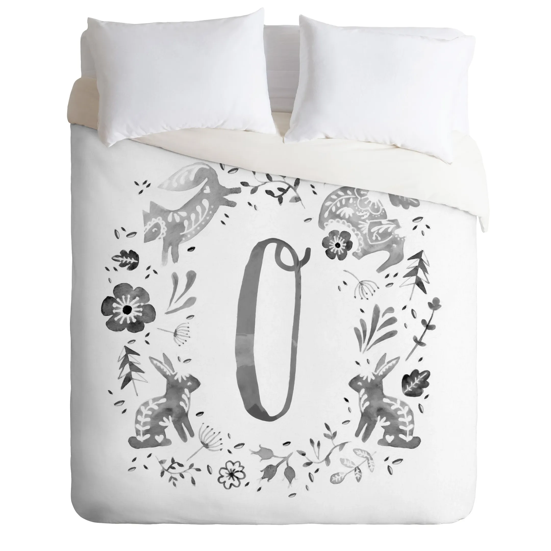 Monogram Letter O Duvet Cover Bedding Set Bedroom Decor