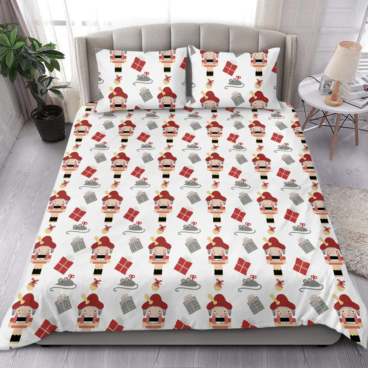 Nutcracker Pattern Christmas Duvet Cover Bedding Set Bedroom Decor