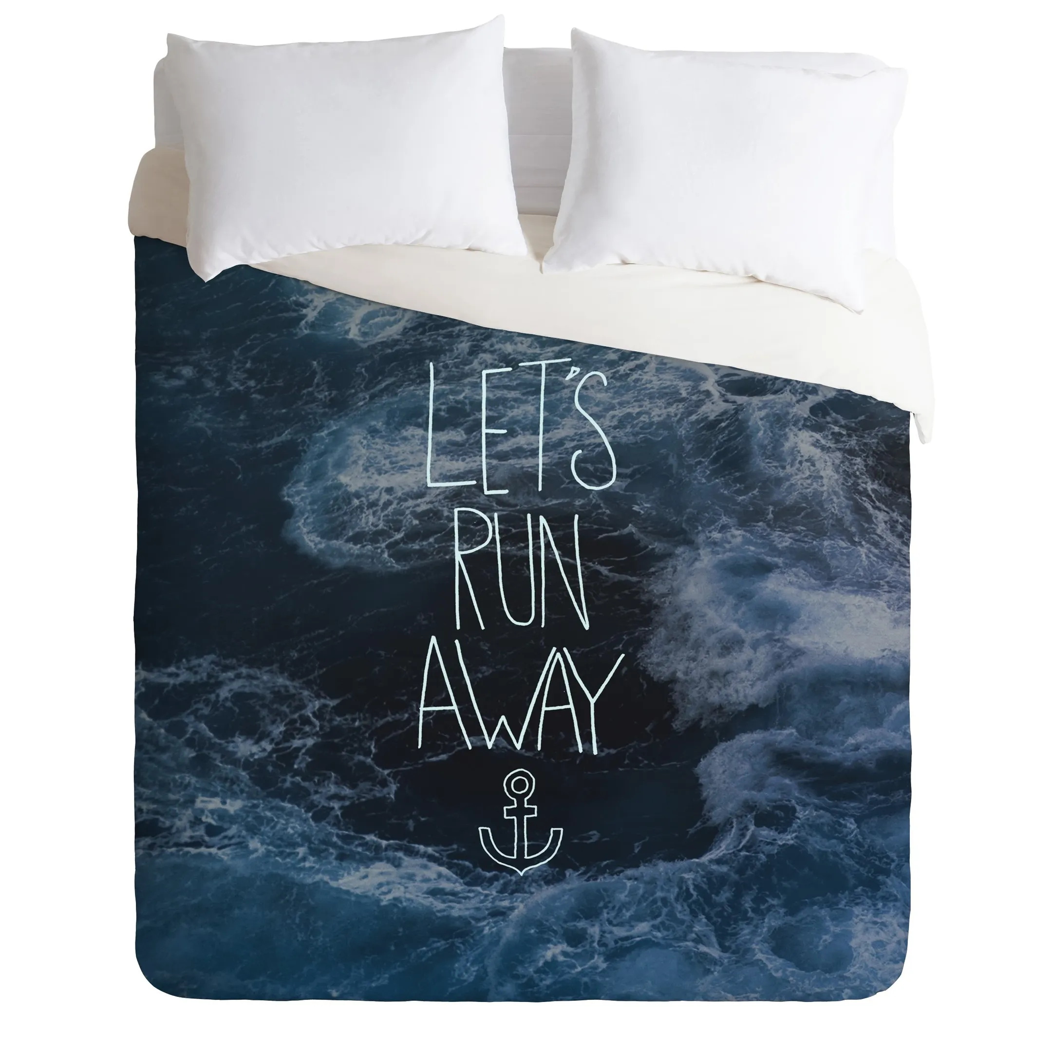 Ocean Waves Inspire Quote Duvet Cover Bedding Set Bedroom Decor
