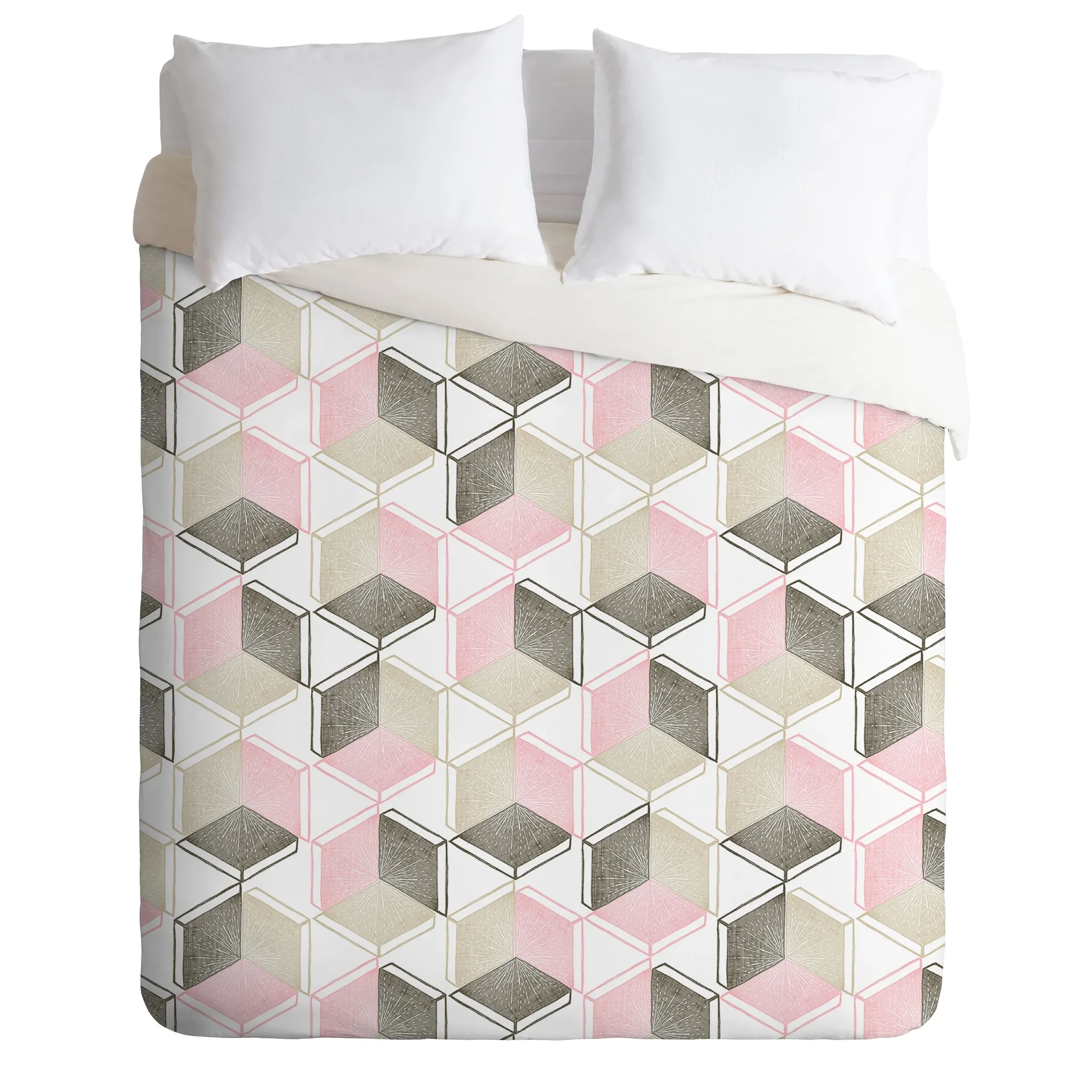 Pale Pink And Golden Geometric Duvet Cover Bedding Set Bedroom Decor