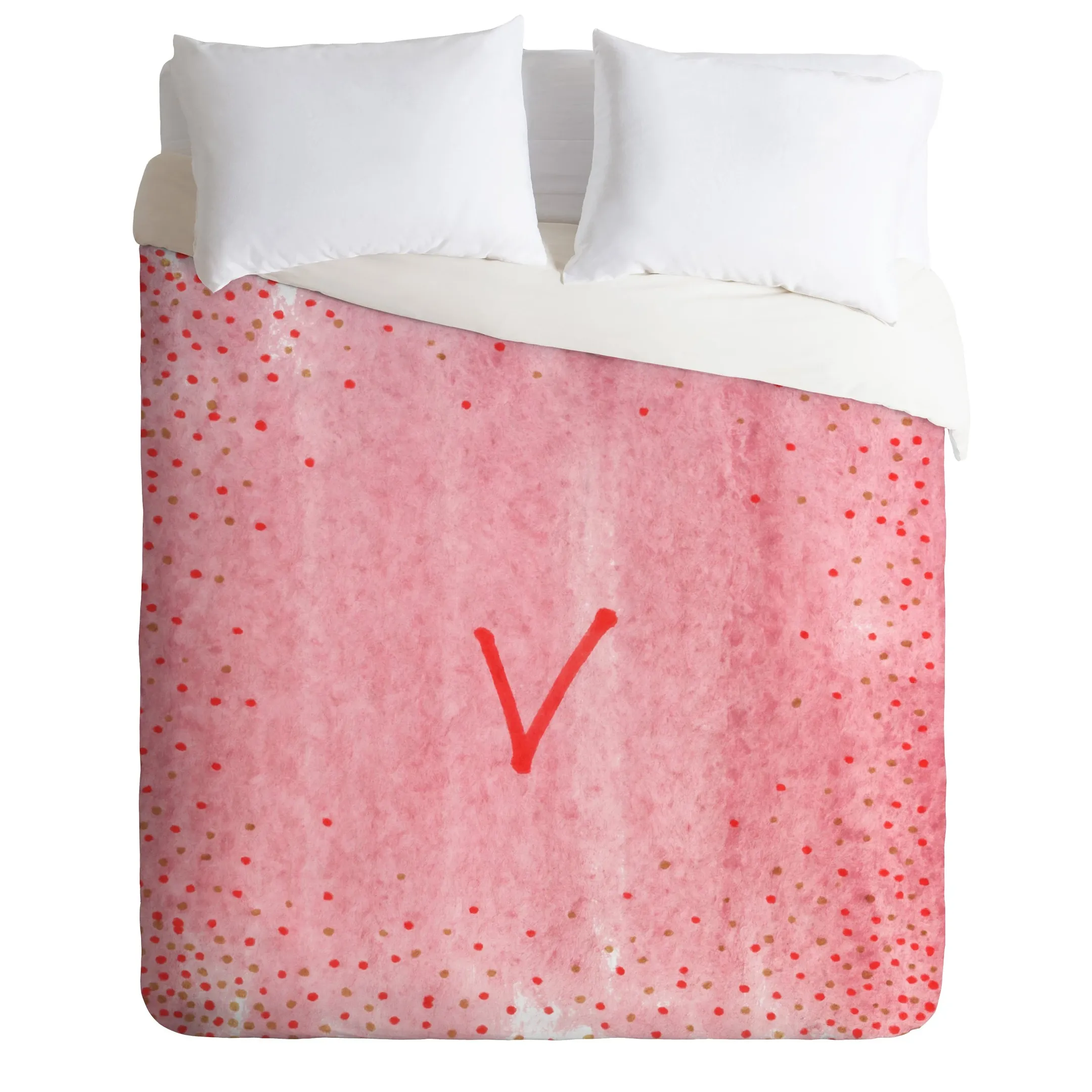 Pink Letter V Duvet Cover Bedding Set Bedroom Decor