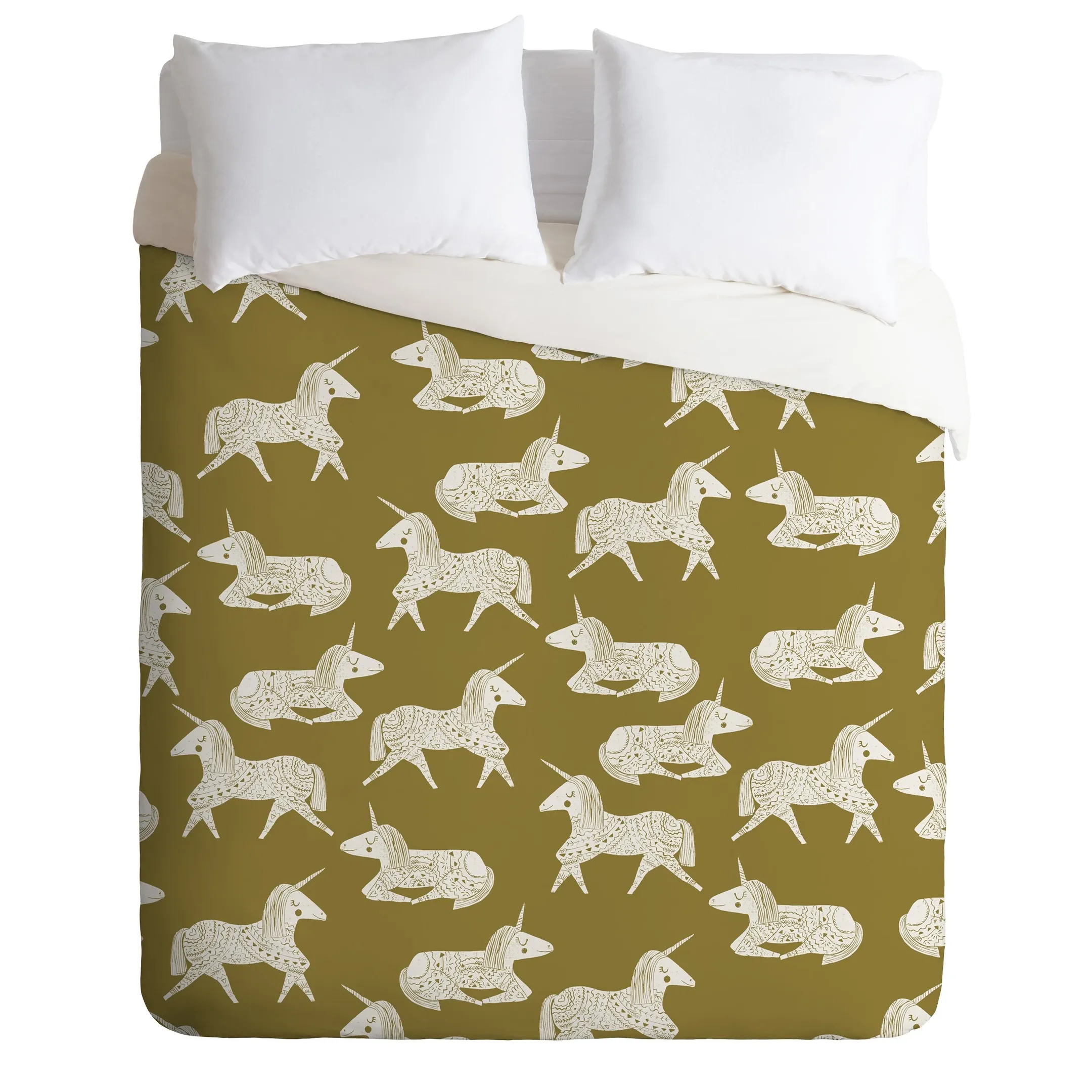 Sleepy Unicorn Olive Duvet Cover Bedding Set Bedroom Decor