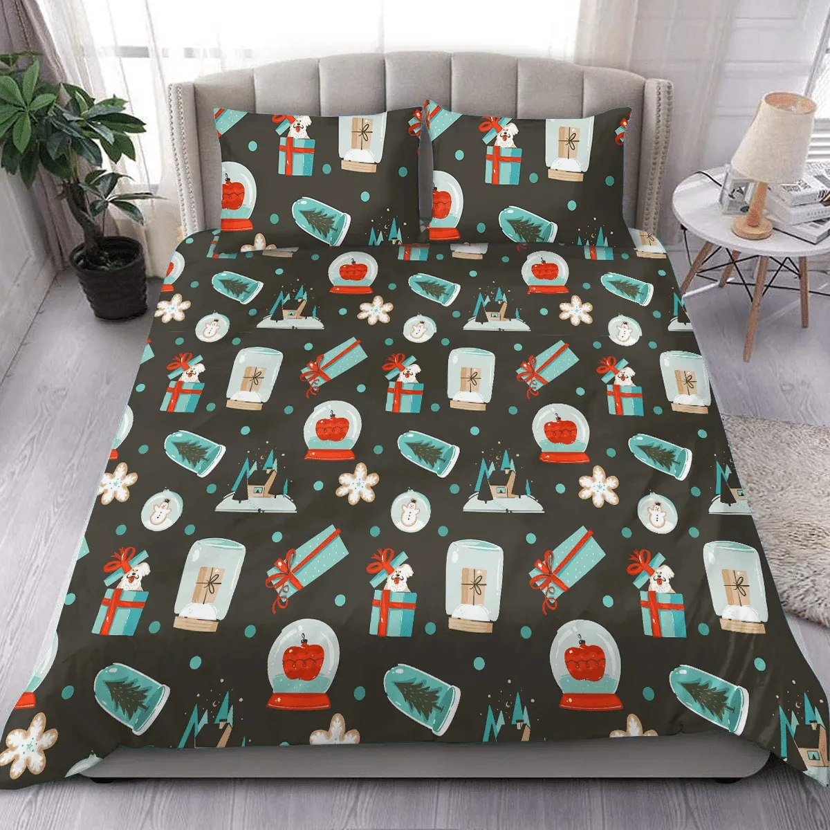 Snow Globe Christmas Duvet Cover Bedding Set Bedroom Decor