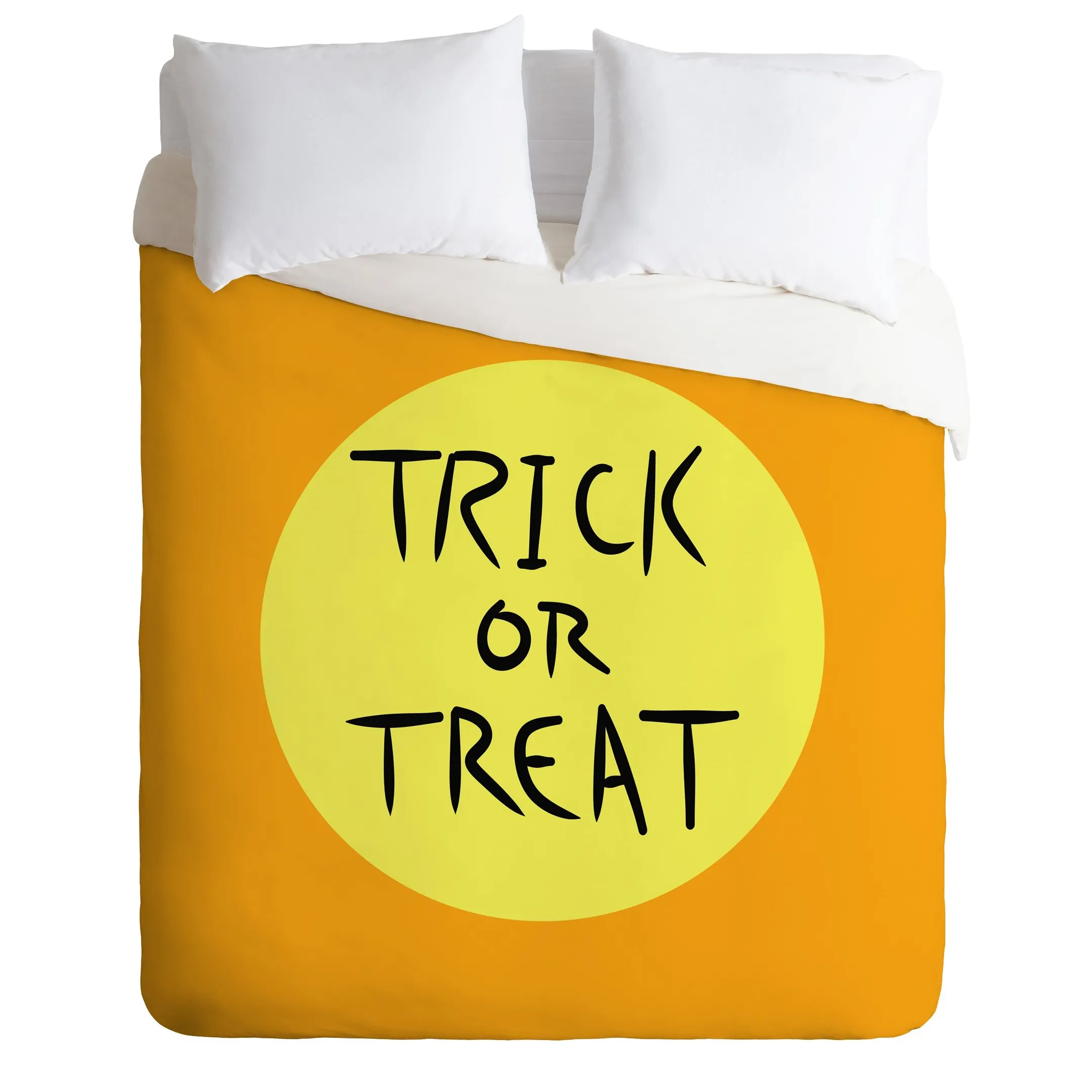 Trick Or Treat Orange Background Duvet Cover Bedding Set Bedroom Decor