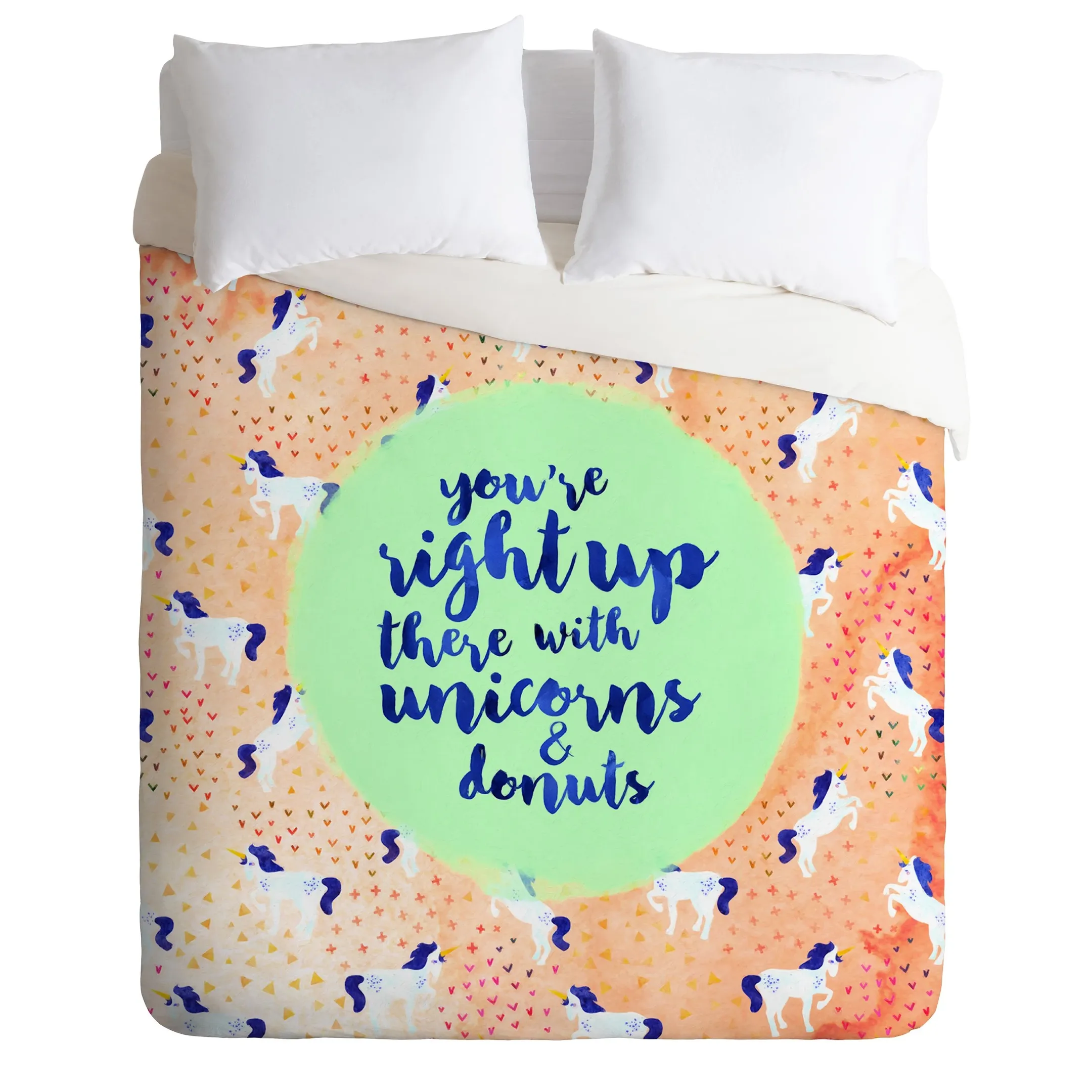 Unicorns And Donuts Duvet Cover Bedding Set Bedroom Decor