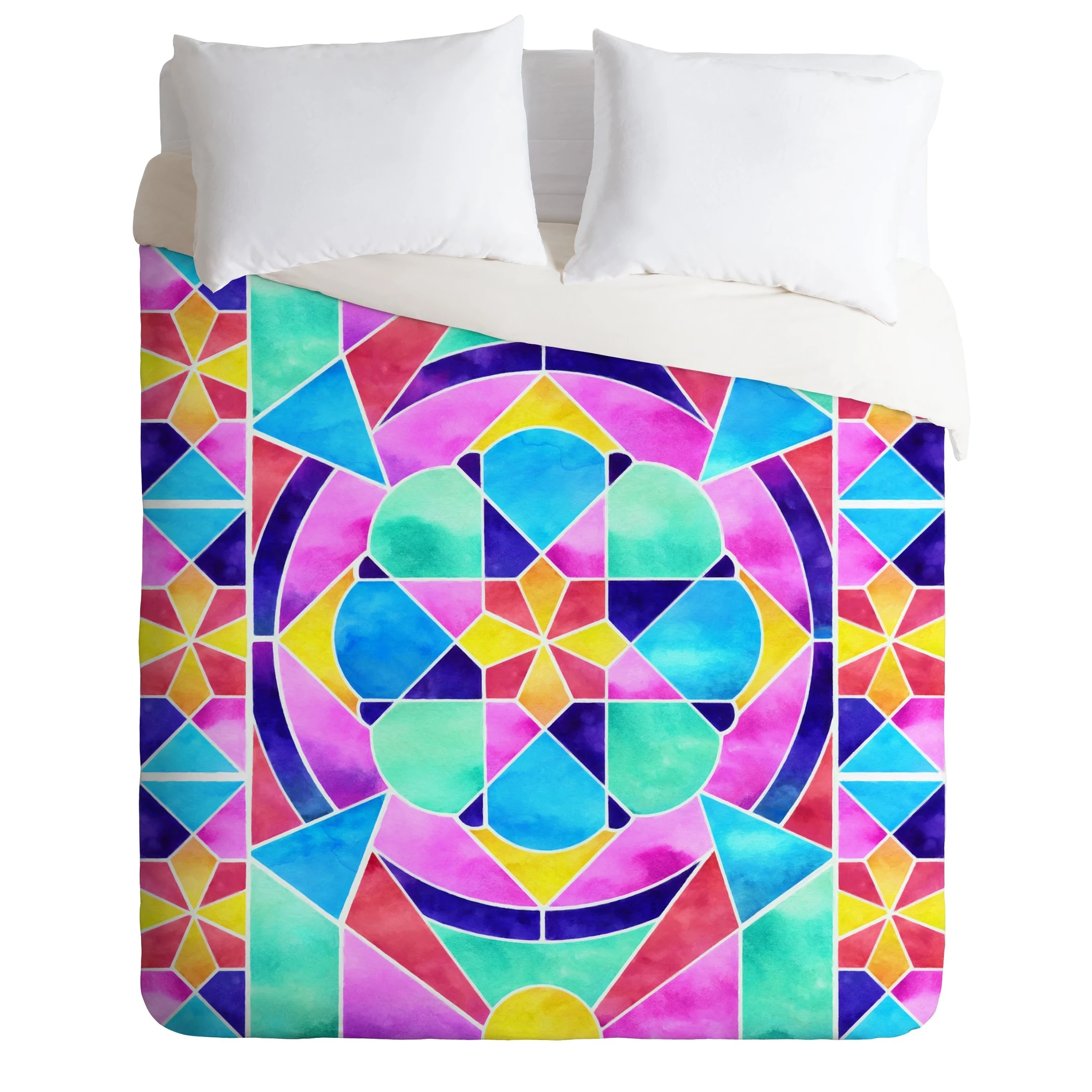 Watercolor Geometric Color Of Life Duvet Cover Bedding Set Bedroom Decor