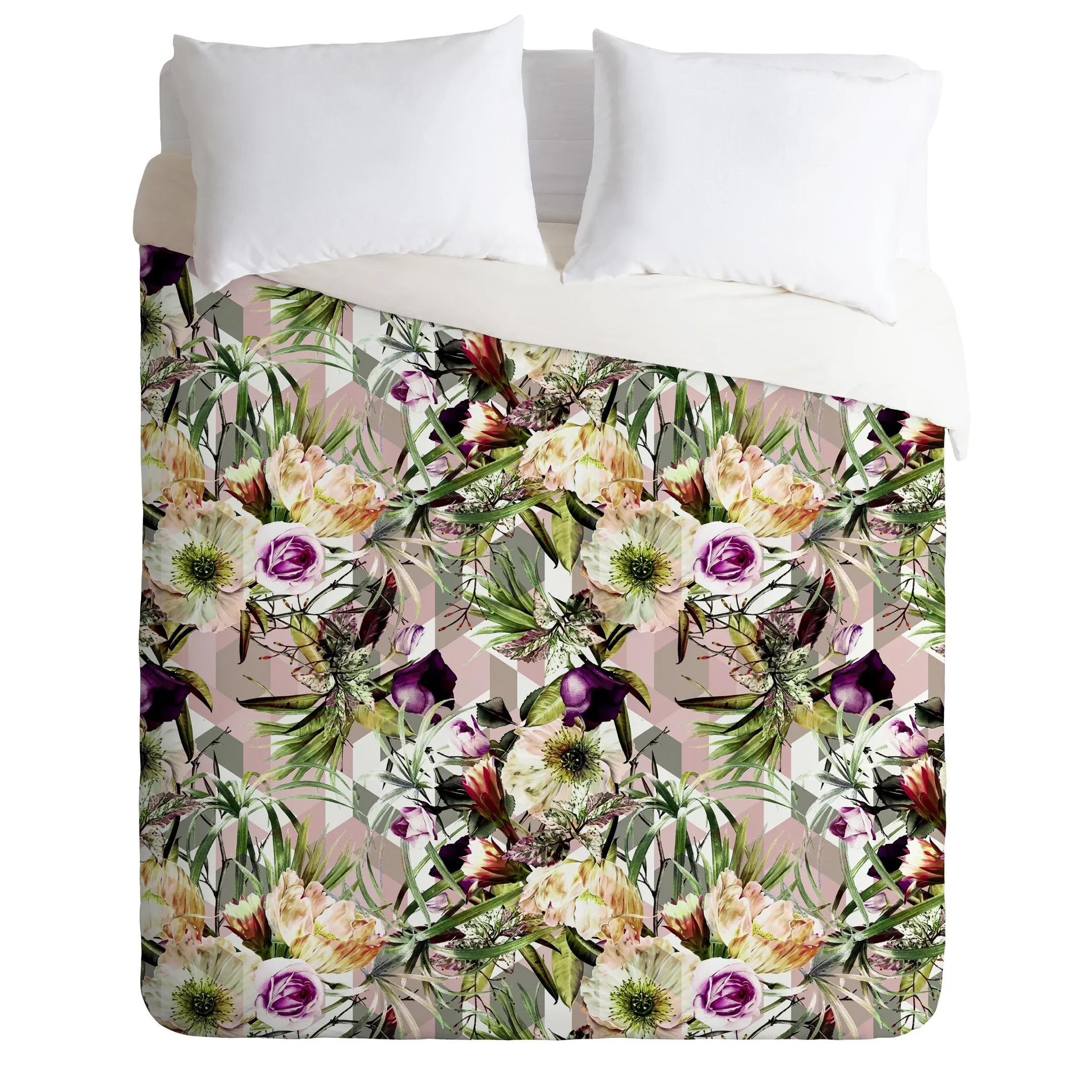 Wild Vintage Bloom In Geometric Duvet Cover Bedding Set Bedroom Decor