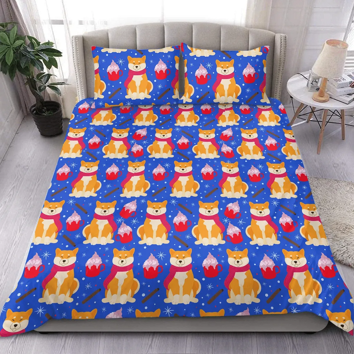 Winter Dog Christmas Duvet Cover Bedding Set Bedroom Decor