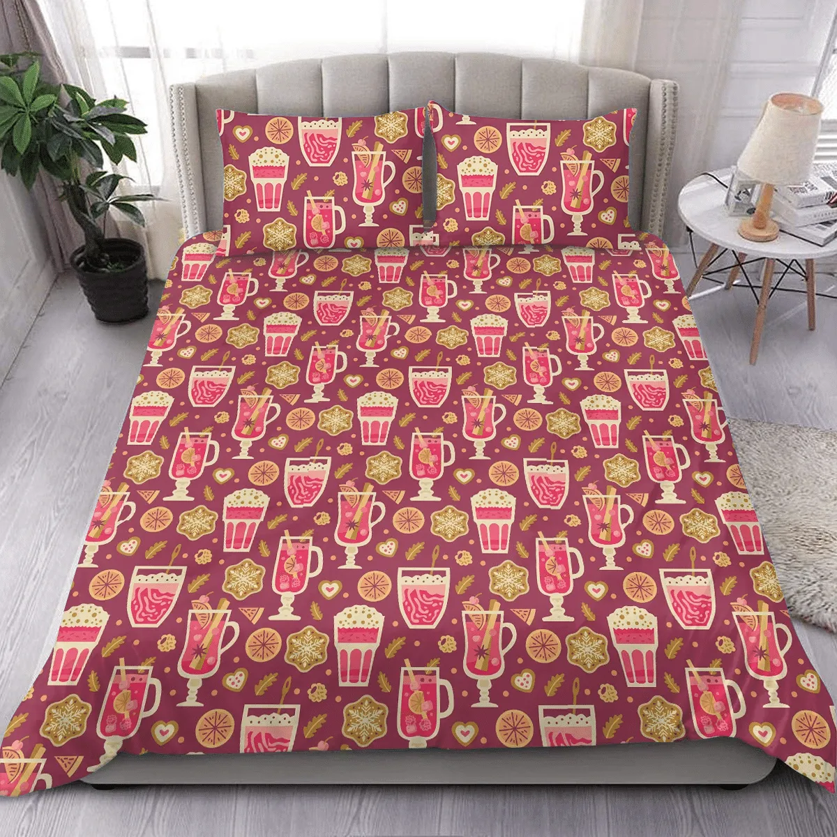 Winter Hot Drinks Christmas Duvet Cover Bedding Set Bedroom Decor