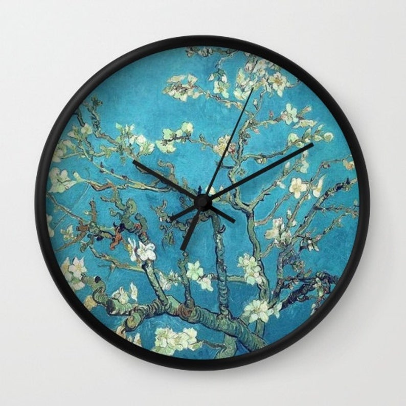 Blue Floral Wall Clock Gift For Home Decoration 12 X 12 Inches
