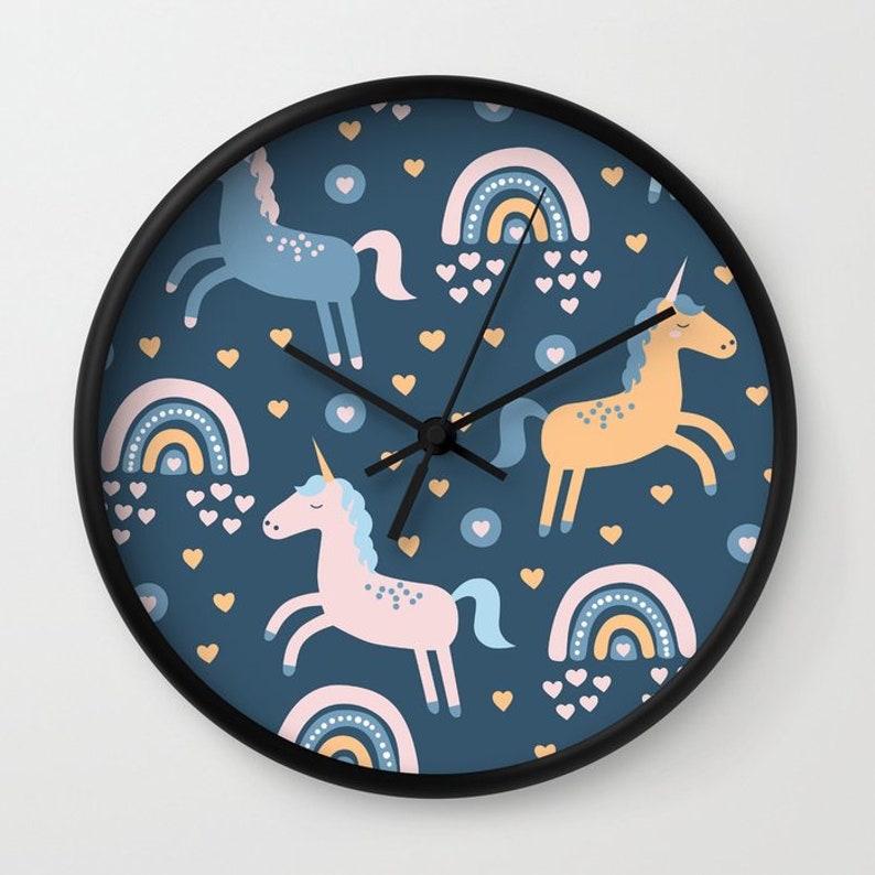 Blue Unicorns Wall Clock Gift For Home Decoration 12 X 12 Inches
