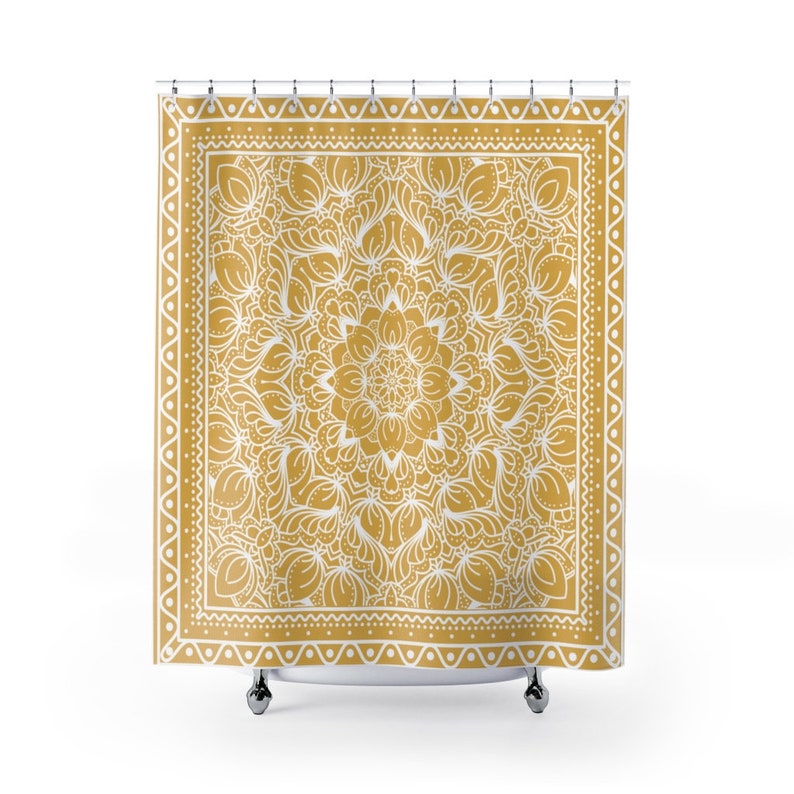 Boho Shower Curtain Mustard Yellow Bathroom Decor Home Decoration 35x71 47x71 59x71 65x71 71x71 71x79 Inches