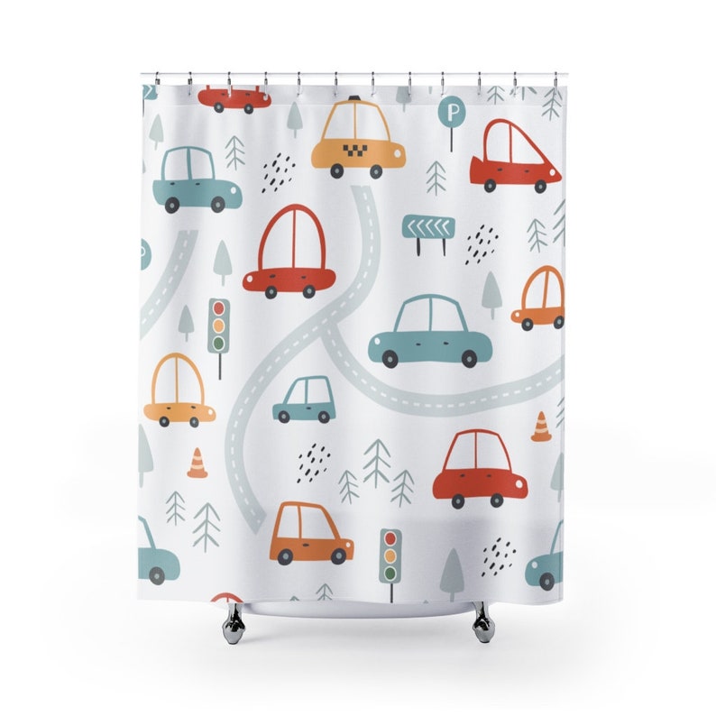 Cars Shower Curtain Kids Bathroom Decor Home Decoration 35x71 47x71 59x71 65x71 71x71 71x79 Inches