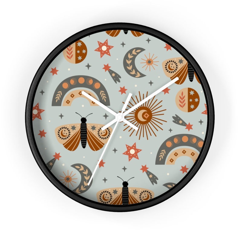 Celestial Galaxy Boho Rainbow Wall Clock Gift For Home Decoration 12 X 12 Inches