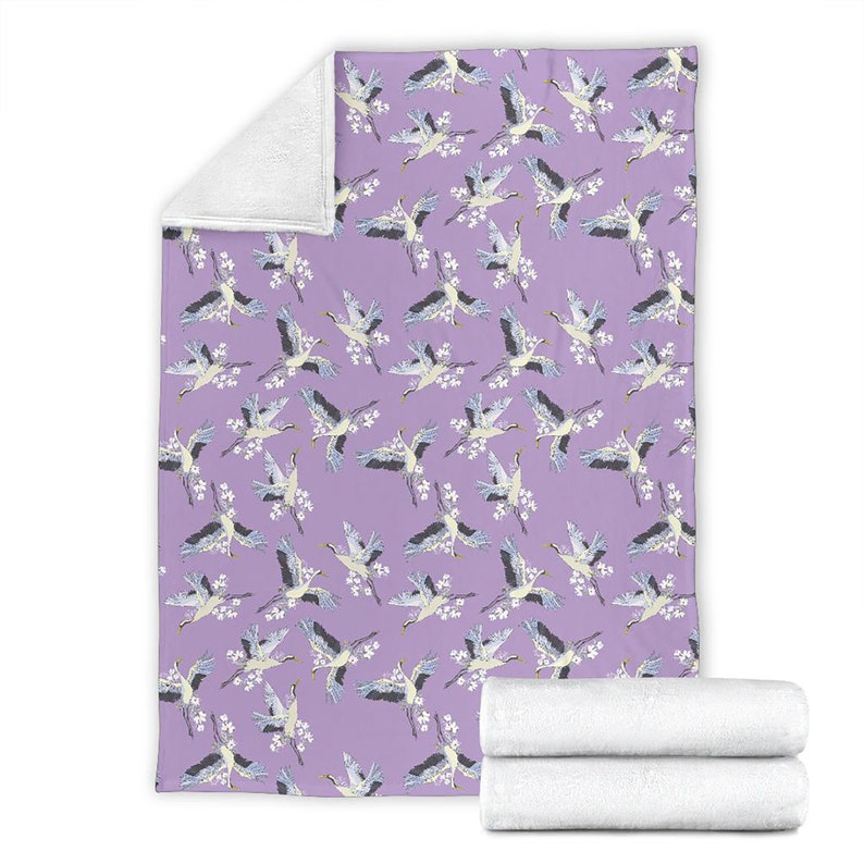 Crane Pattern Fleece Blanket Quilt Bedding Print For Women Men Kids Gifts