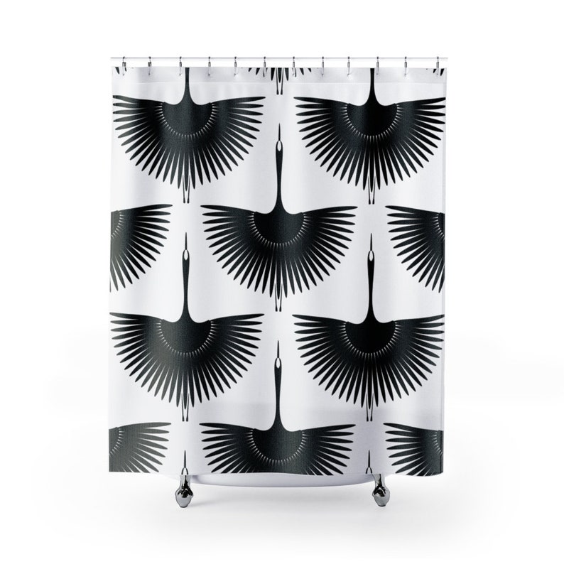 Crane Shower Curtain Vintage Bathroom Decor Home Decoration 35x71 47x71 59x71 65x71 71x71 71x79 Inches