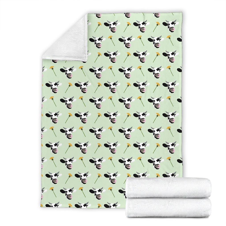 Cute Cow Pattern Fleece Blanket Quilt Bedding Print For Women Men Kids Gifts