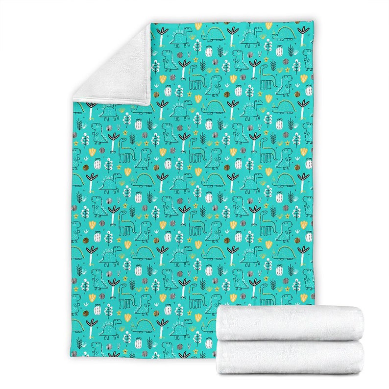 Cute Dinosaur Pattern Fleece Blanket Quilt Bedding Print For Women Men Kids Gifts