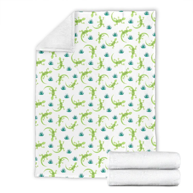 Cute Lizard Pattern Fleece Blanket Quilt Bedding Print For Women Men Kids Gifts