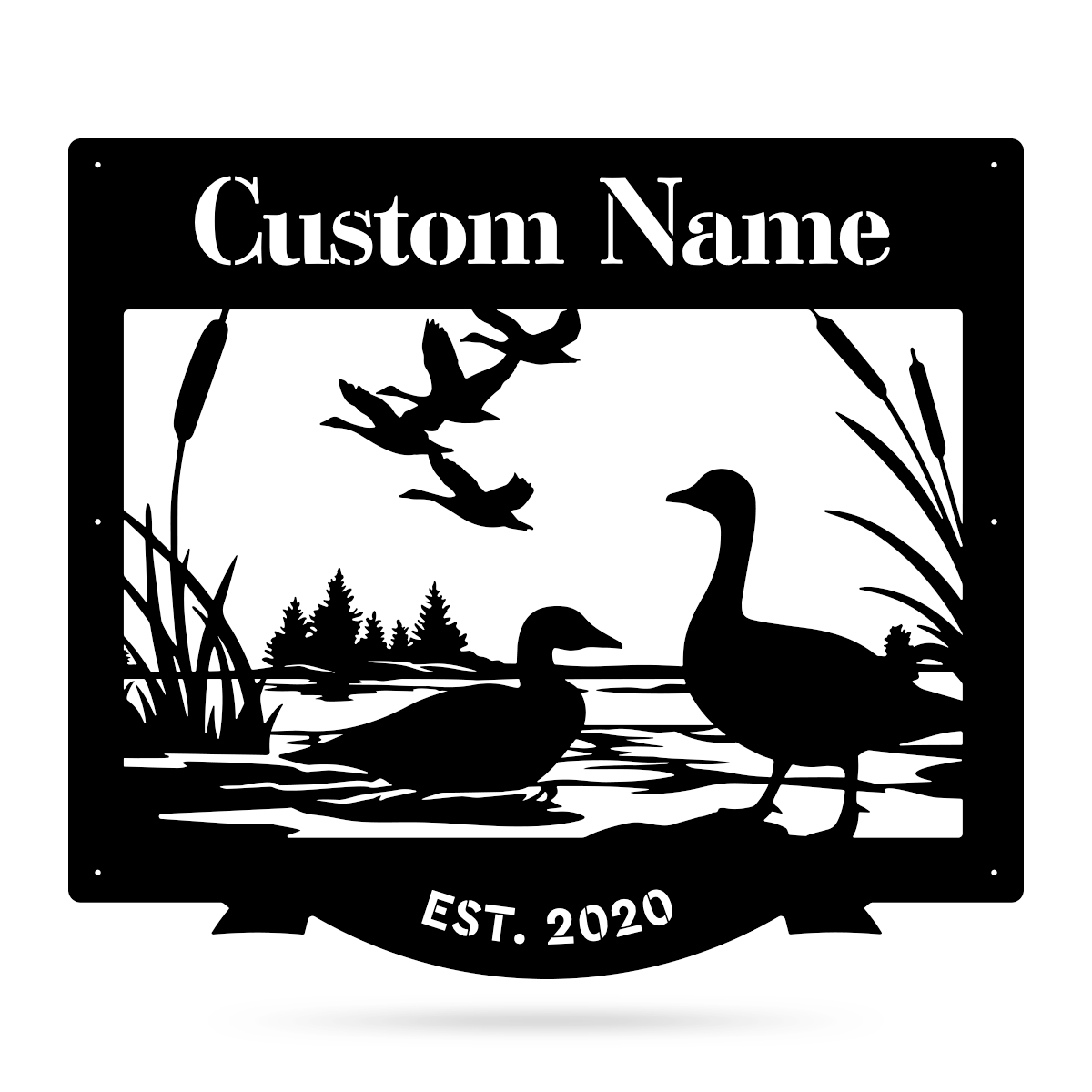 Duck Pond Monogram Metal Sign Wall Art For Home Decoration 8x8 10x10 12x12 14x14 18x18 24x24 Inches