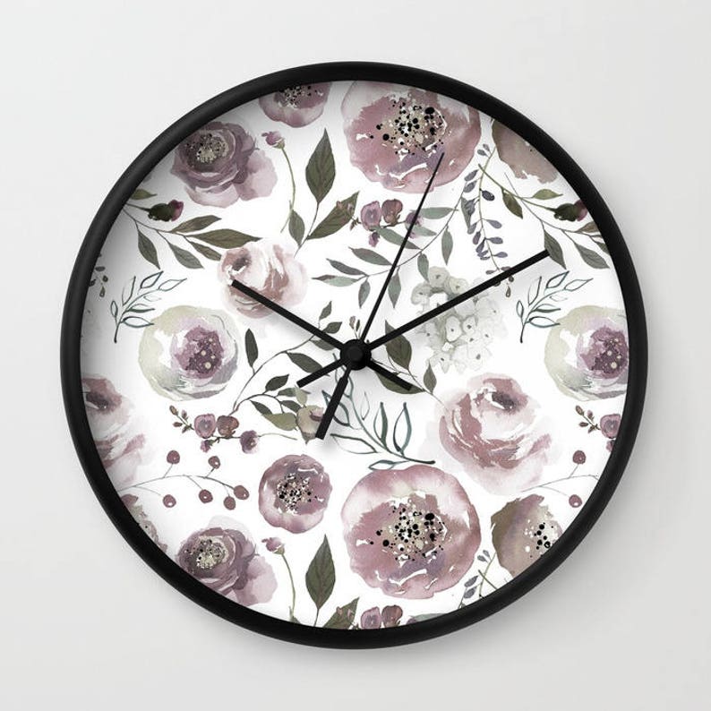 Dusty Rose Floral Wall Clock Gift For Home Decoration 12 X 12 Inches