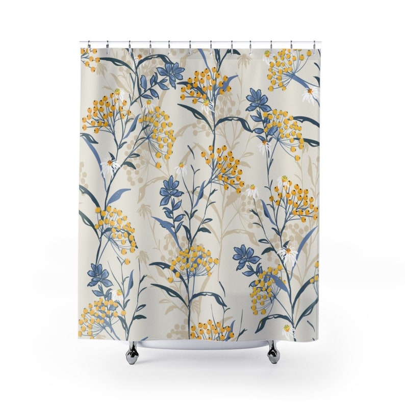 Floral Shower Curtain Modern Bathroom Decor Home Decoration 35x71 47x71 59x71 65x71 71x71 71x79 Inches