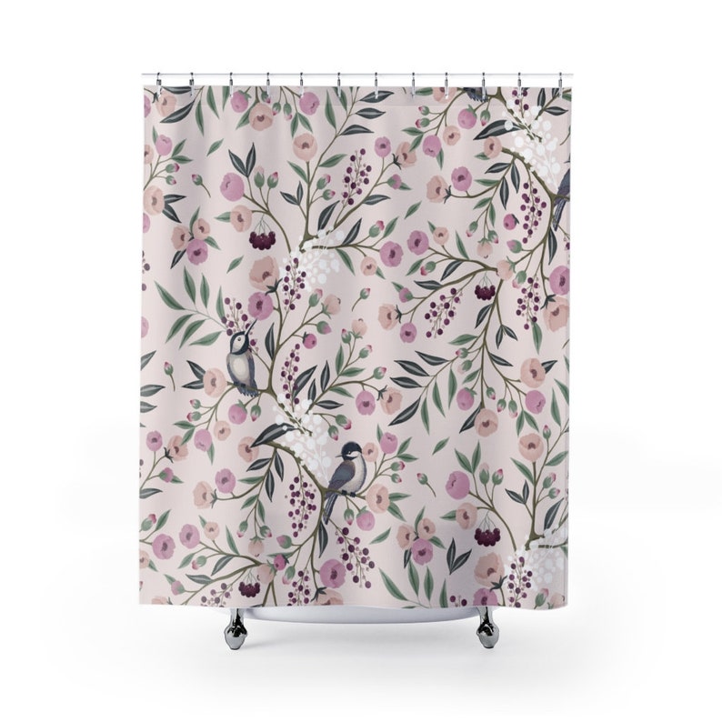 Floral Shower Curtain Modern Bathroom Decor Home Decoration 35x71 47x71 59x71 65x71 71x71 71x79 Inches