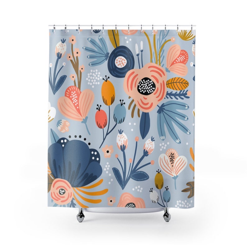 Floral Shower Curtain Pink Flowers Bathroom Decor Home Decoration 35x71 47x71 59x71 65x71 71x71 71x79 Inches