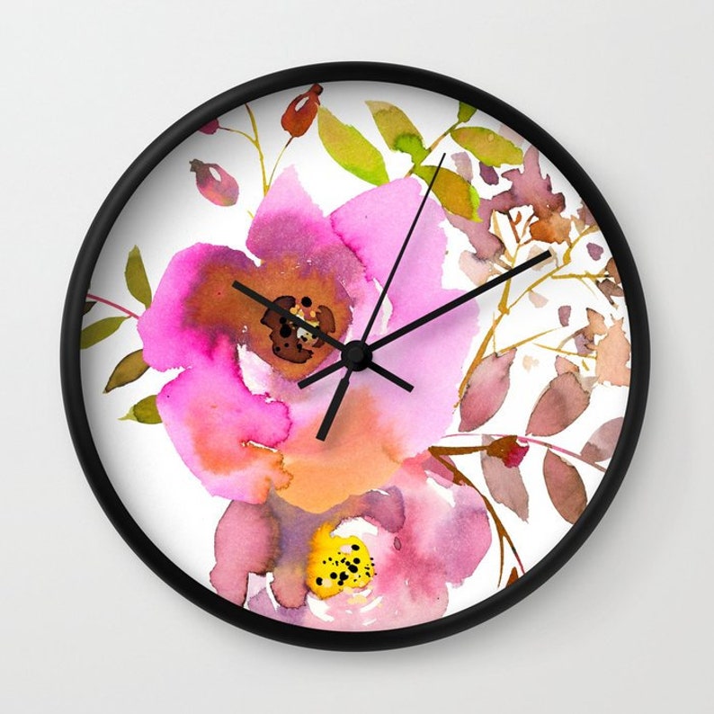 Floral Wall Clock Gift For Home Decoration 12 X 12 Inches