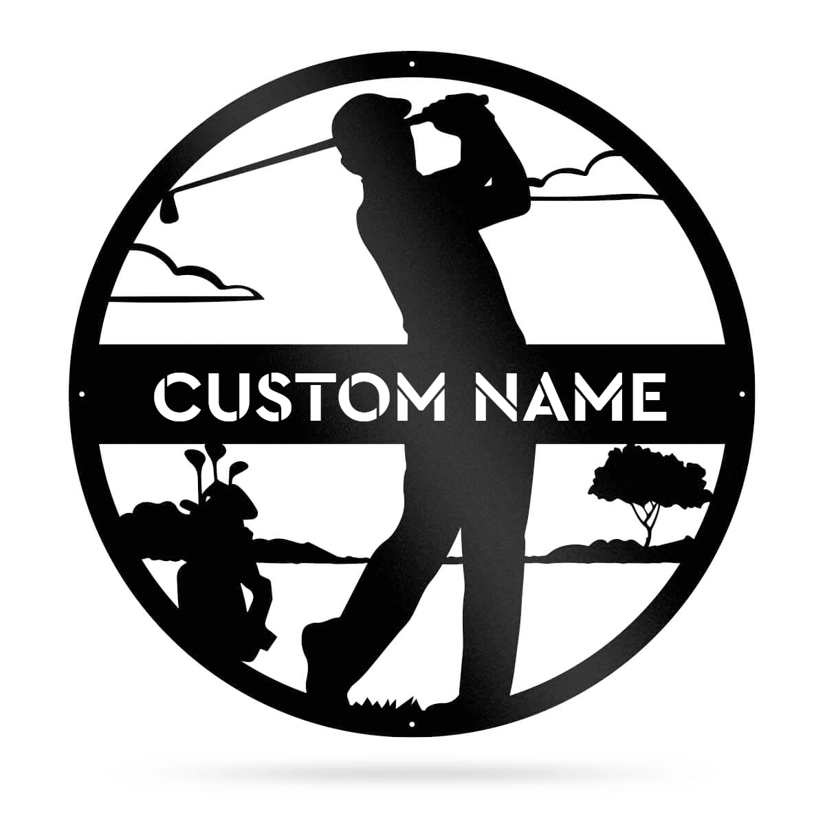 Golf Male Monogram Metal Sign Wall Art For Home Decoration 8x8 10x10 12x12 14x14 18x18 24x24 Inches