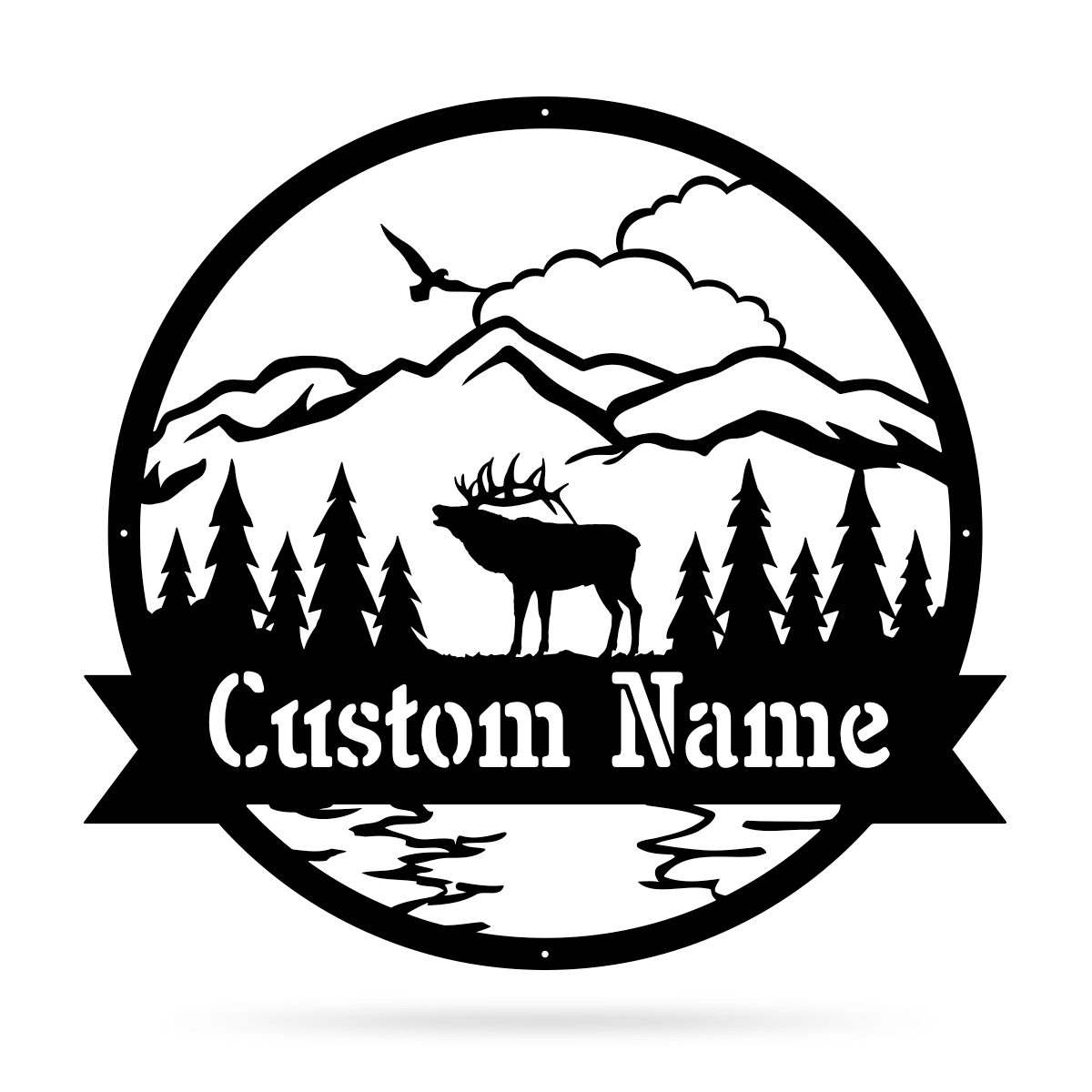 Great Outdoors Elk Monogram Metal Sign Wall Art For Home Decoration 8x8 10x10 12x12 14x14 18x18 24x24 Inches