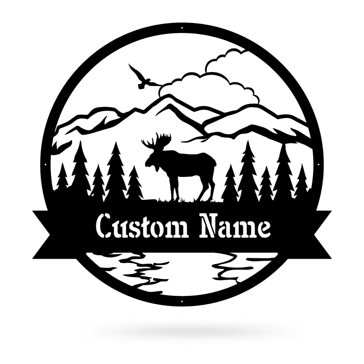 Great Outdoors Moose Monogram Metal Sign Wall Art For Home Decoration 8x8 10x10 12x12 14x14 18x18 24x24 Inches