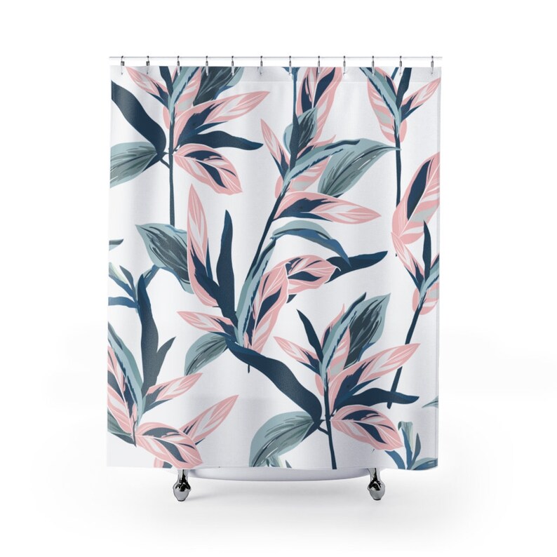 Greenery Shower Curtain Pink Modern Bathroom Decor Home Decoration 35x71 47x71 59x71 65x71 71x71 71x79 Inches