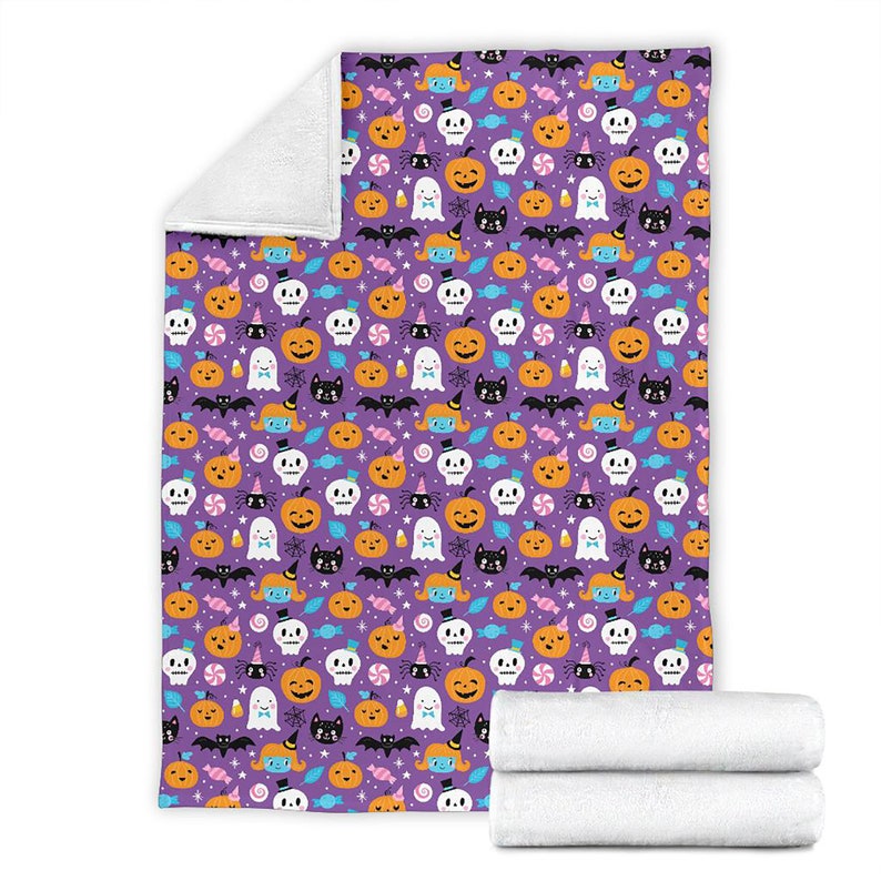 Halloween Pattern Fleece Blanket Quilt Bedding Print For Women Men Kids Gifts
