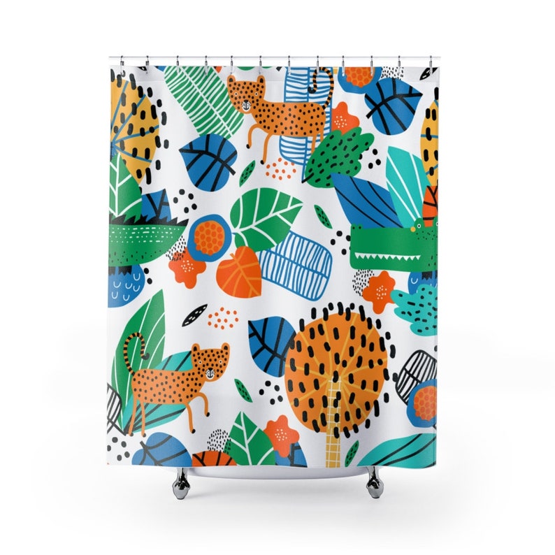 Jungle Shower Curtain Kids Bathroom Decor Home Decoration 35x71 47x71 59x71 65x71 71x71 71x79 Inches
