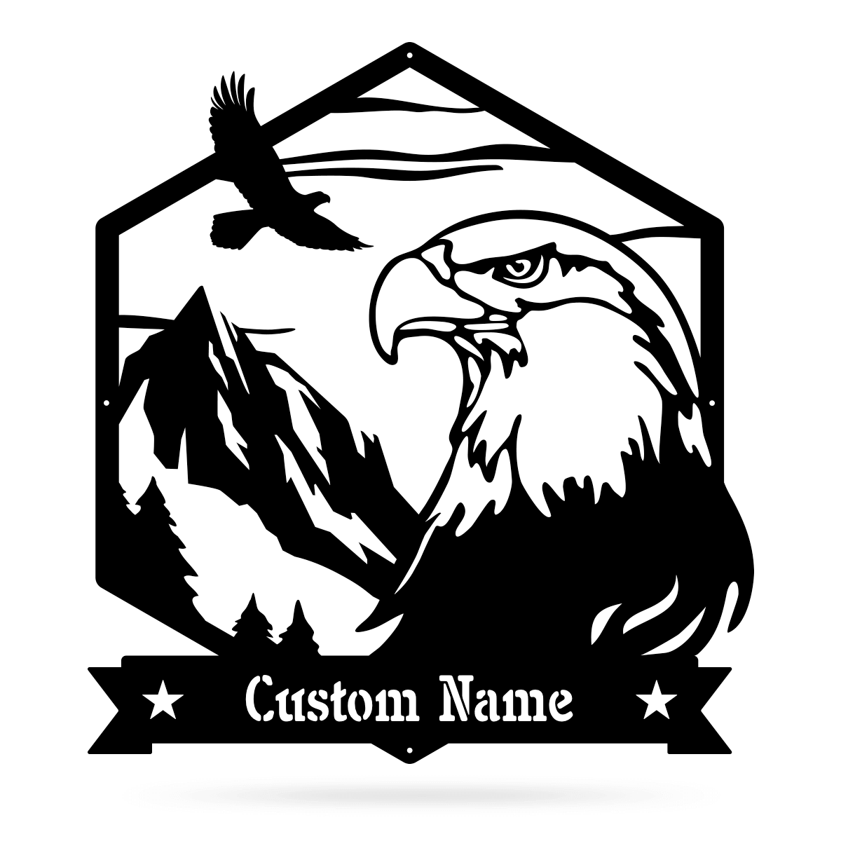 Majestic Bald Eagle Monogram Metal Sign Wall Art For Home Decoration 8x8 10x10 12x12 14x14 18x18 24x24 Inches