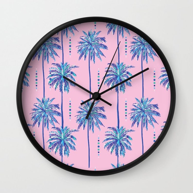 Midcentury Palm Trees Wall Clock Gift For Home Decoration 12 X 12 Inches