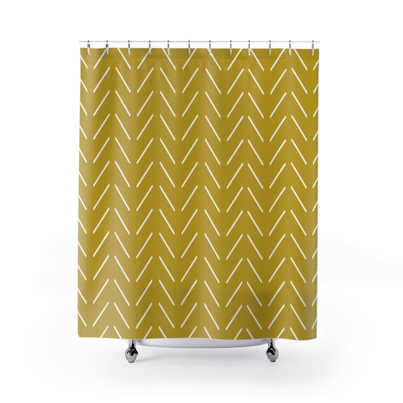 Mudcloth Shower Curtain Mustard Yellow Bathroom Decor Home Decoration 35x71 47x71 59x71 65x71 71x71 71x79 Inches