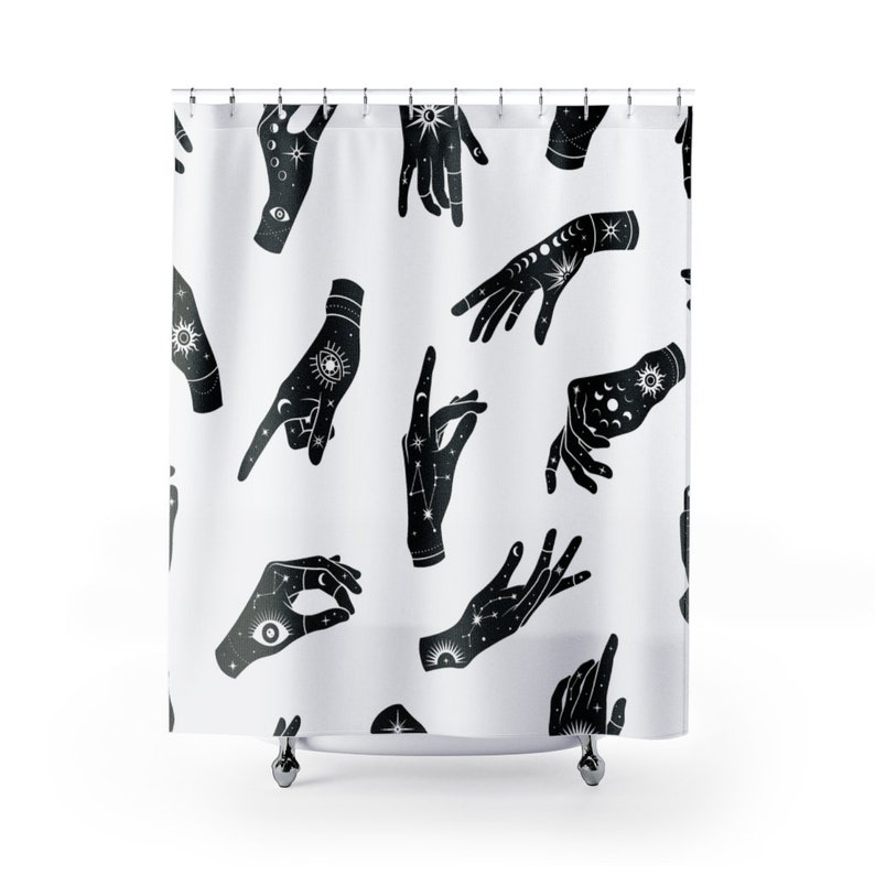 Mystic Shower Curtain Black And White Bathroom Decor Home Decoration 35x71 47x71 59x71 65x71 71x71 71x79 Inches