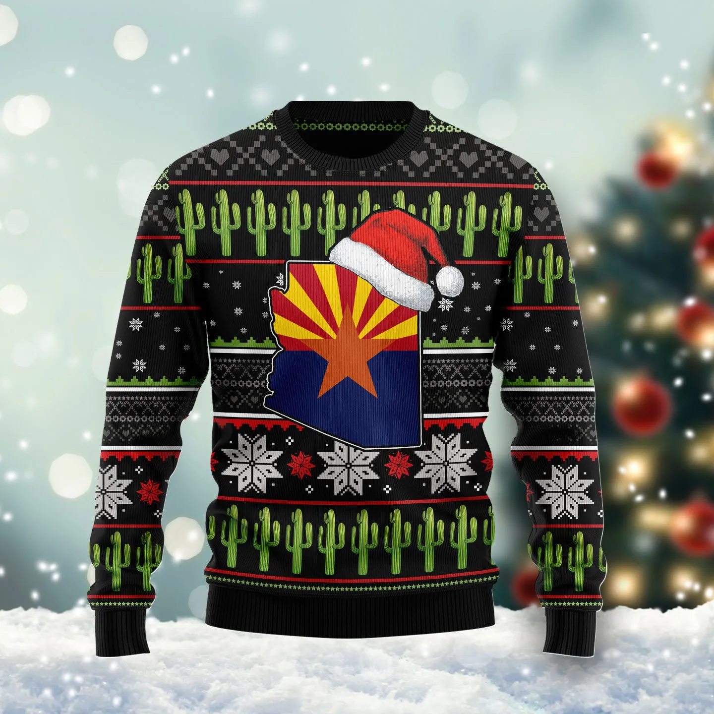 Christmas Ugly Sweater Arizona Saguaro Cactus Funny Unisex Sweater Gift