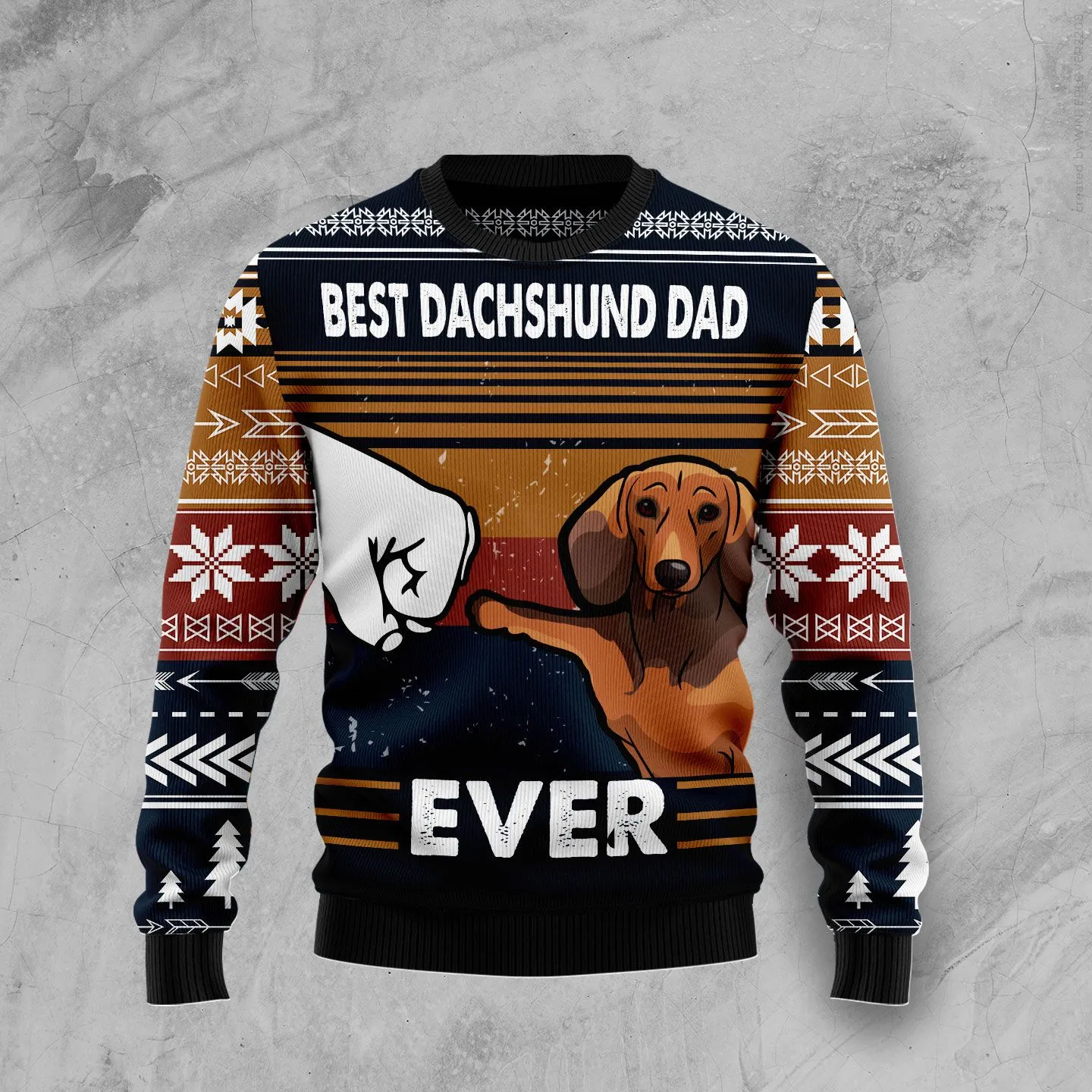 Christmas Ugly Sweater Best Dachshund Dad Ever Funny Unisex Sweater Gift