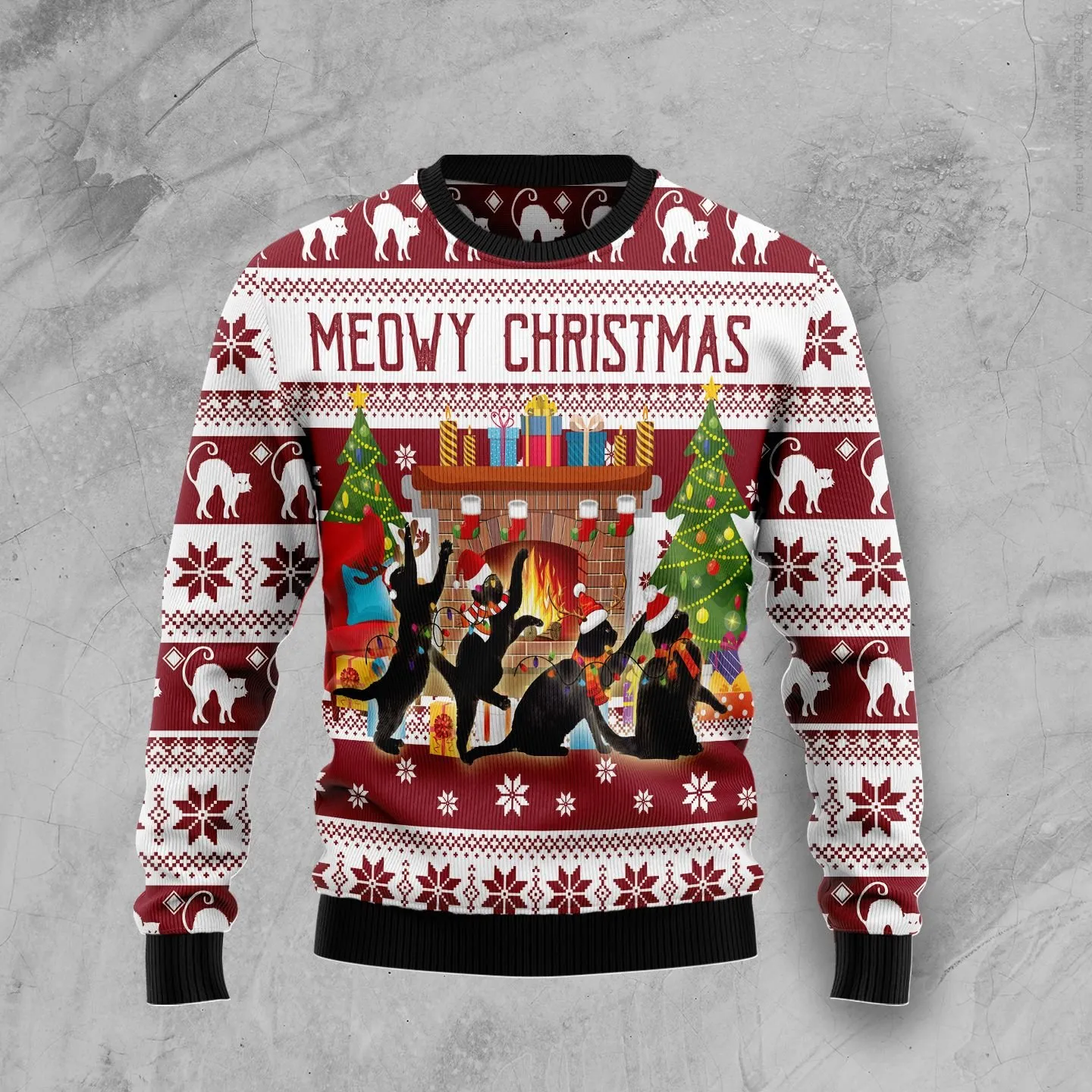 Christmas Ugly Sweater Black Cat Christmas Dancing Funny Unisex Sweater Gift